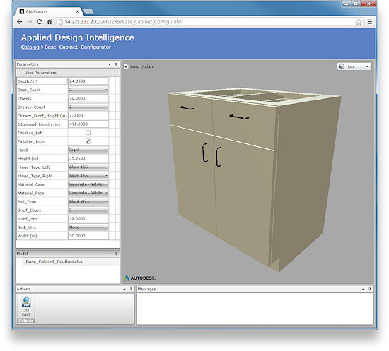 This is an online configurator created with Autodesk Inventor